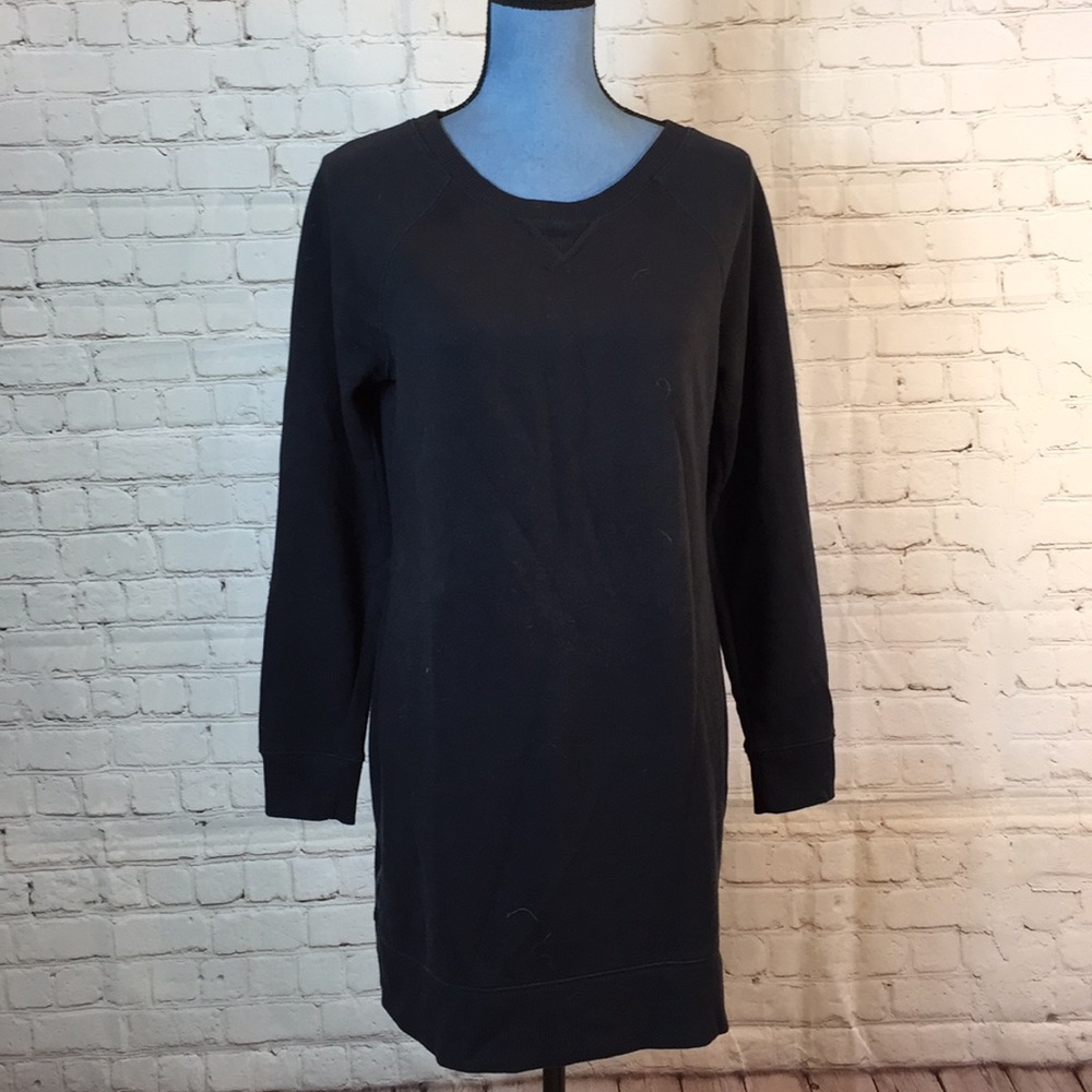 Banana Republic black sweatshirt dress w zip slits